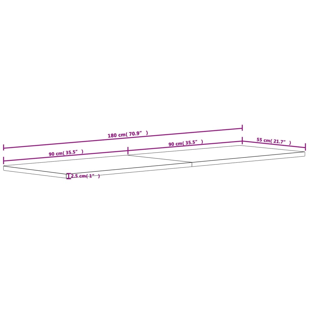 Schreibtischplatte 180x55x2,5 cm Massivholz Buche