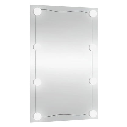 Wandspiegel mit LED-Leuchten 40x60 cm Glas Rechteckig