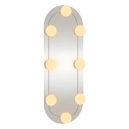 Wandspiegel mit LED-Leuchten 15x40 cm Glas Oval