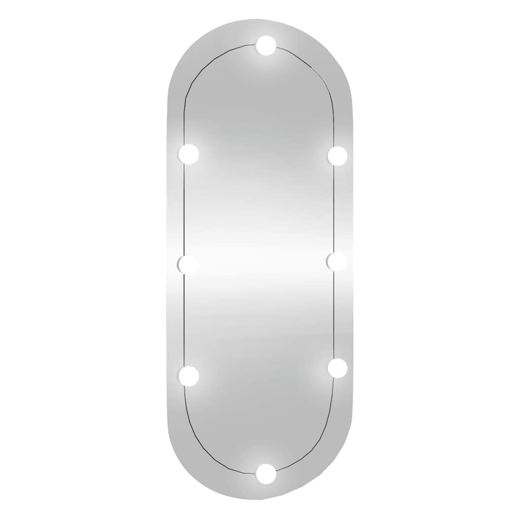 Wandspiegel mit LED-Leuchten 25x60 cm Glas Oval