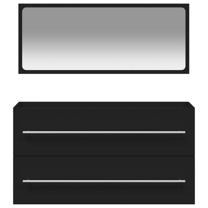 Badschrank mit Spiegel Schwarz Holzwerkstoff
