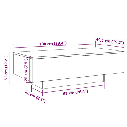Couchtisch Weiß 100x49,5x31 cm Holzwerkstoff