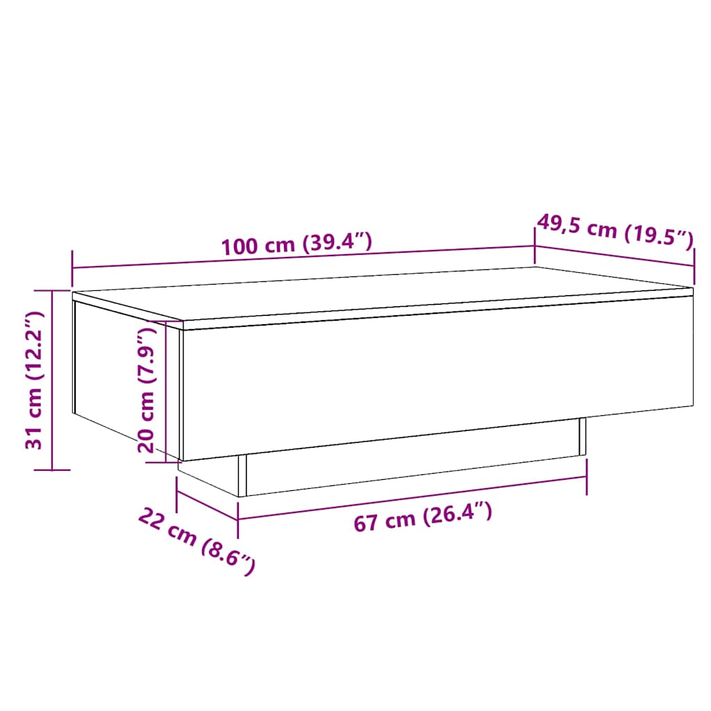 Couchtisch Räuchereiche 100x49,5x31 cm Holzwerkstoff