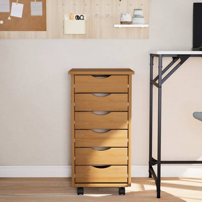 Rollschrank mit Schubladen MOSS Honigbraun Massivholz Kiefer