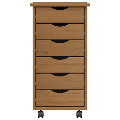 Rollschrank mit Schubladen MOSS Honigbraun Massivholz Kiefer