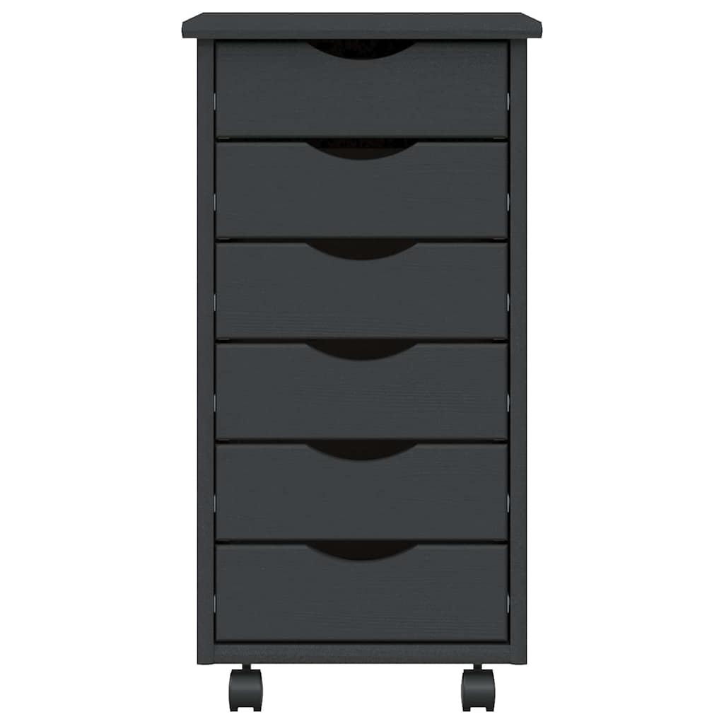 Rollschrank mit Schubladen MOSS Grau Massivholz Kiefer