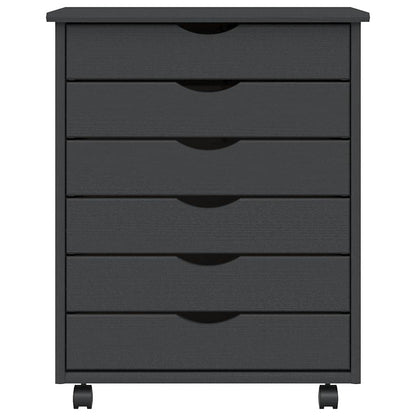 Rollschrank mit Schubladen MOSS Grau Massivholz Kiefer