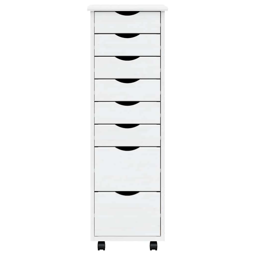 Rollschrank mit Schubladen MOSS Weiß Massivholz Kiefer