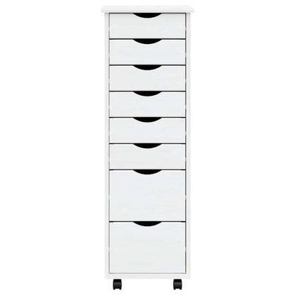 Rollschrank mit Schubladen MOSS Weiß Massivholz Kiefer