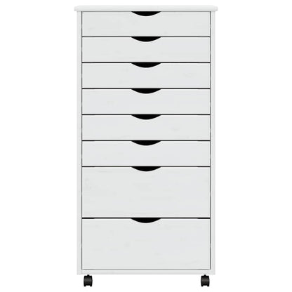 Rollschrank mit Schubladen MOSS Weiß Massivholz Kiefer