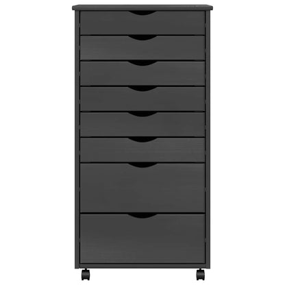 Rollschrank mit Schubladen MOSS Grau Massivholz Kiefer