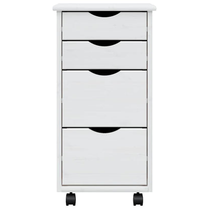 Rollschrank mit Schubladen MOSS Weiß Massivholz Kiefer