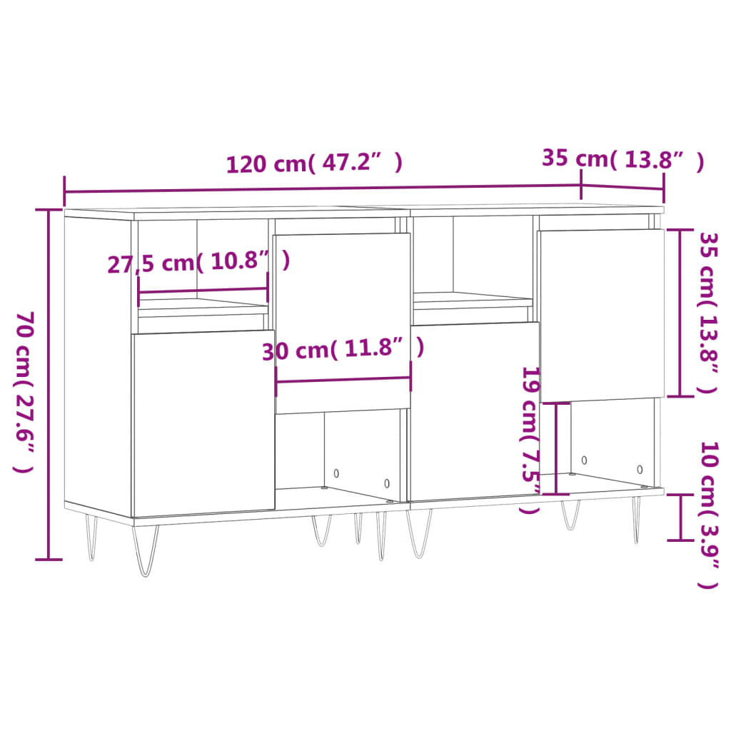 Sideboards 2 Stk. Räuchereiche Holzwerkstoff