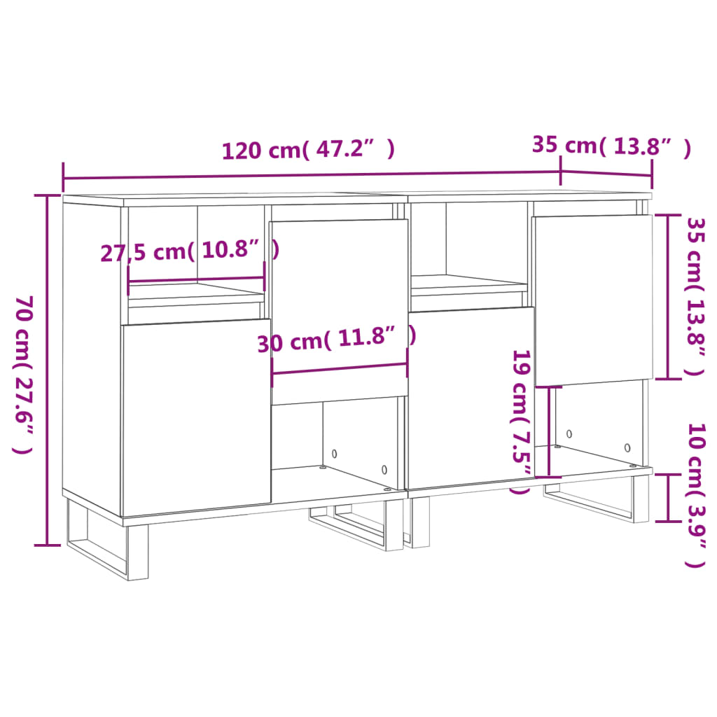 Sideboards 2 Stk. Weiß Holzwerkstoff