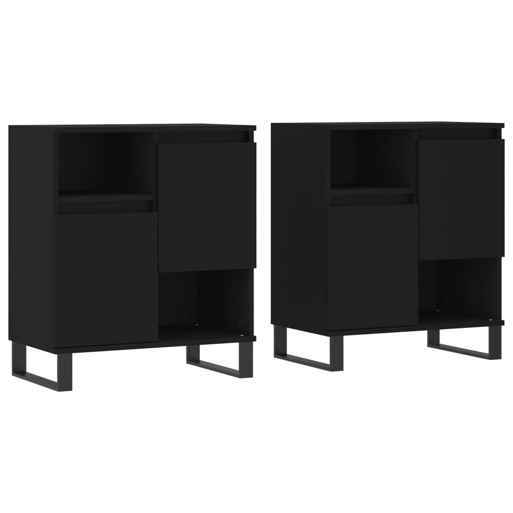 Sideboards 2 Stk. Schwarz Holzwerkstoff