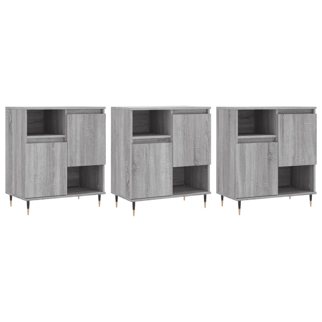 Sideboards 3 Stk. Grau Sonoma Holzwerkstoff