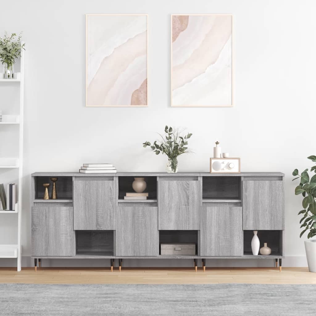 Sideboards 3 Stk. Grau Sonoma Holzwerkstoff