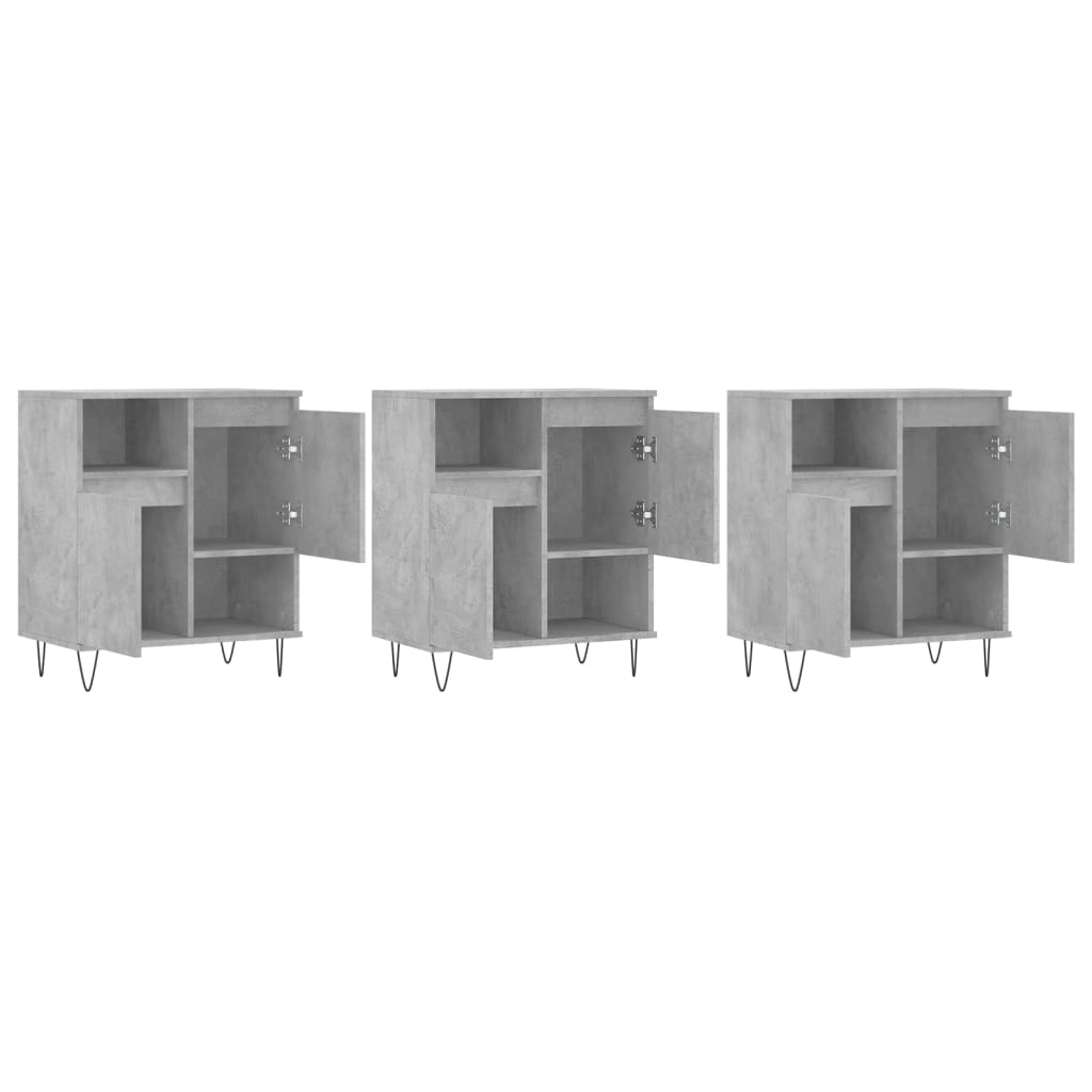 Sideboards 3 Stk. Betongrau Holzwerkstoff