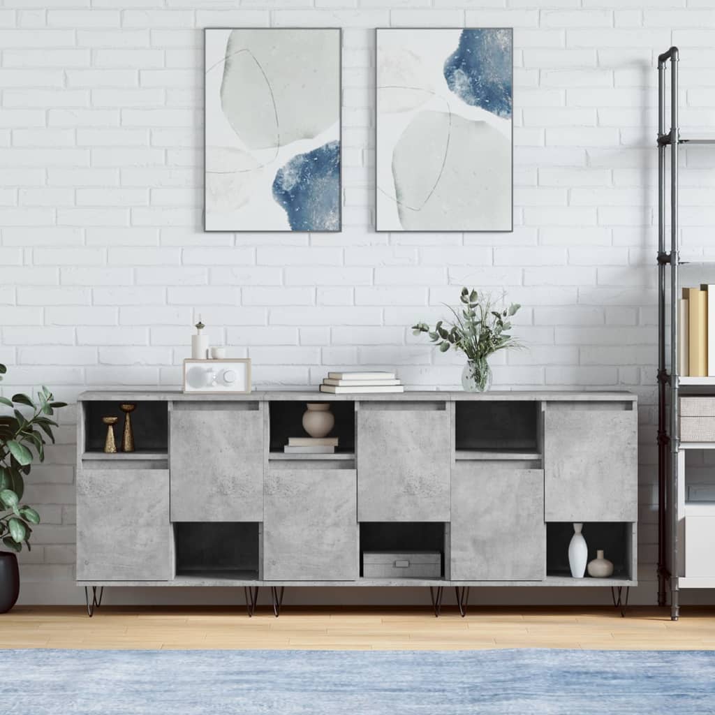 Sideboards 3 Stk. Betongrau Holzwerkstoff