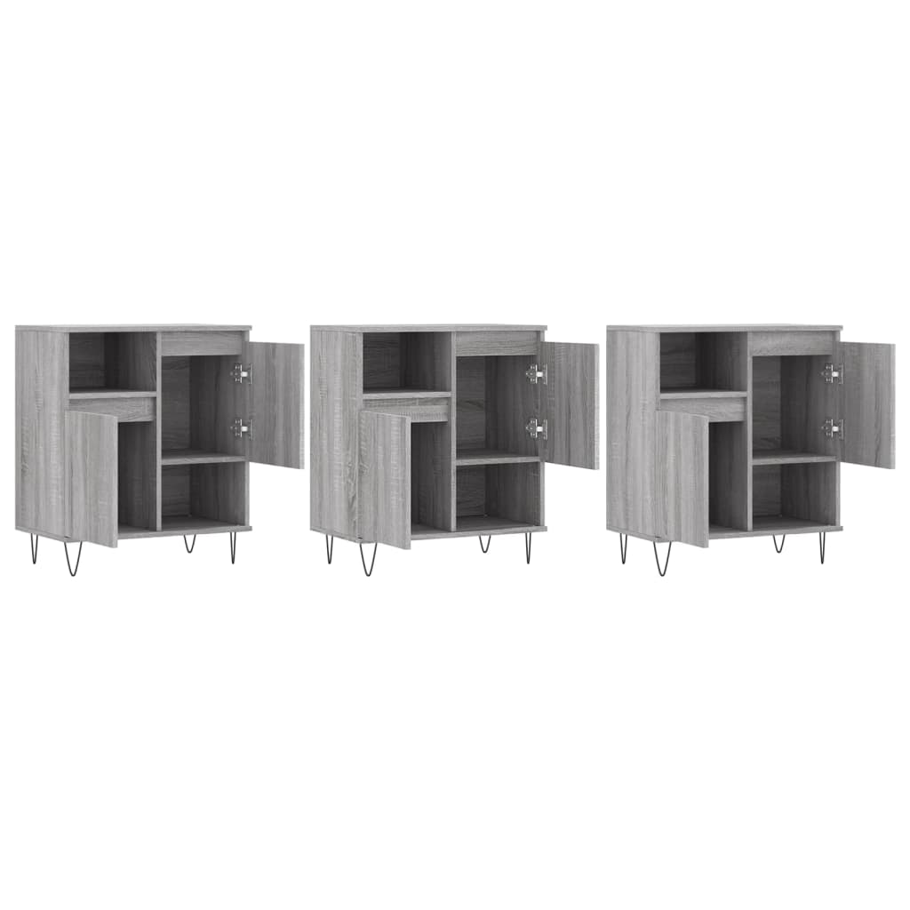 Sideboards 3 Stk. Grau Sonoma Holzwerkstoff