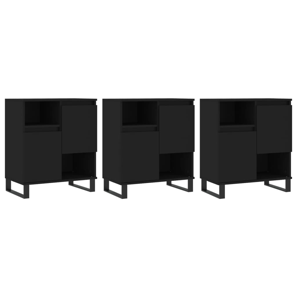 Sideboards 3 Stk. Schwarz Holzwerkstoff