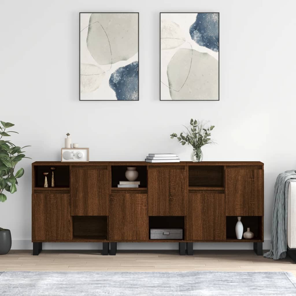 Sideboards 3 Stk. Braun Eichen-Optik Holzwerkstoff