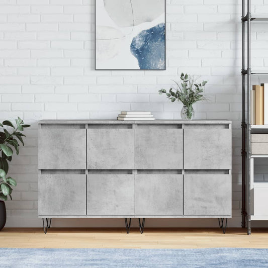 Sideboards 2 Stk. Betongrau Holzwerkstoff