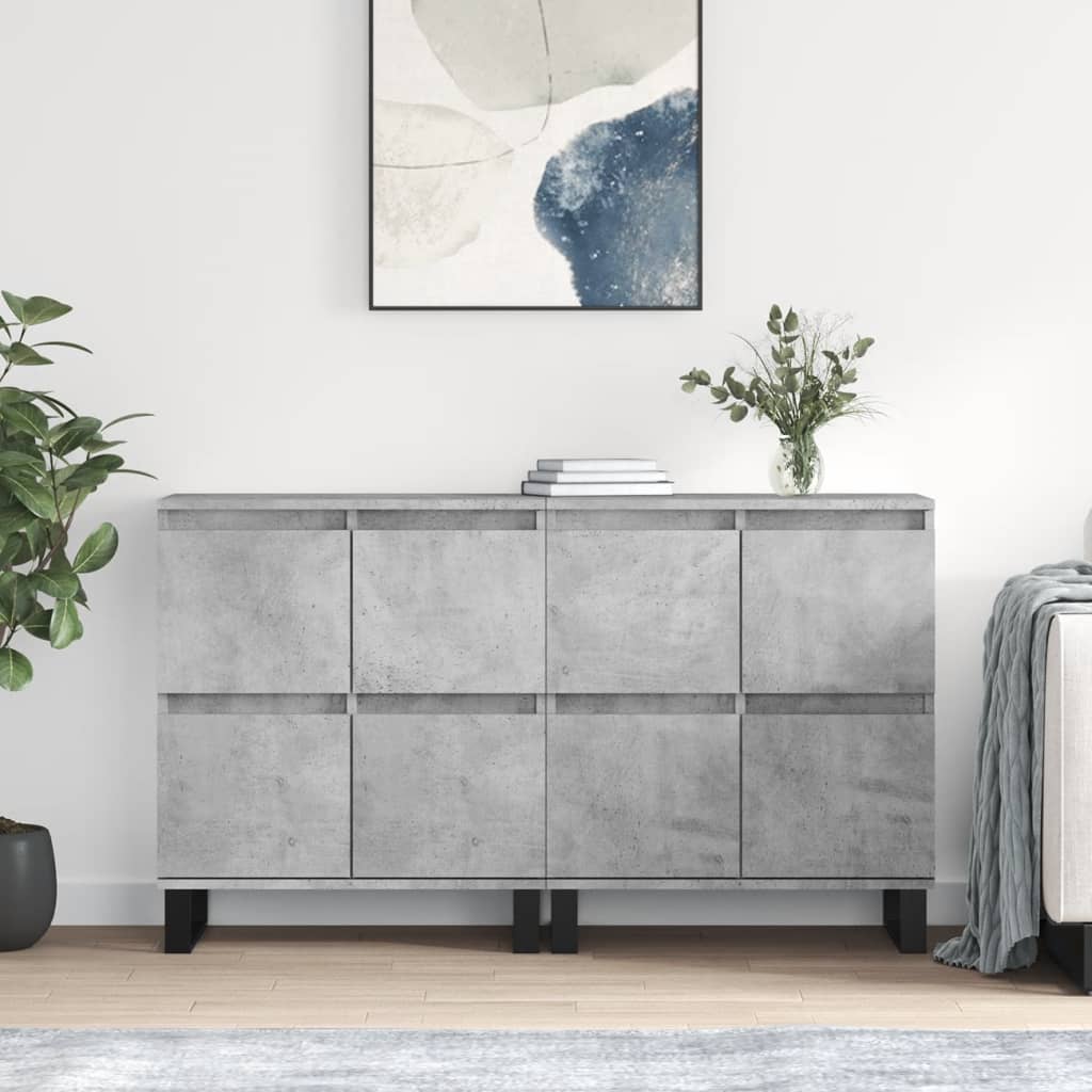 Sideboards 2 Stk. Betongrau Holzwerkstoff