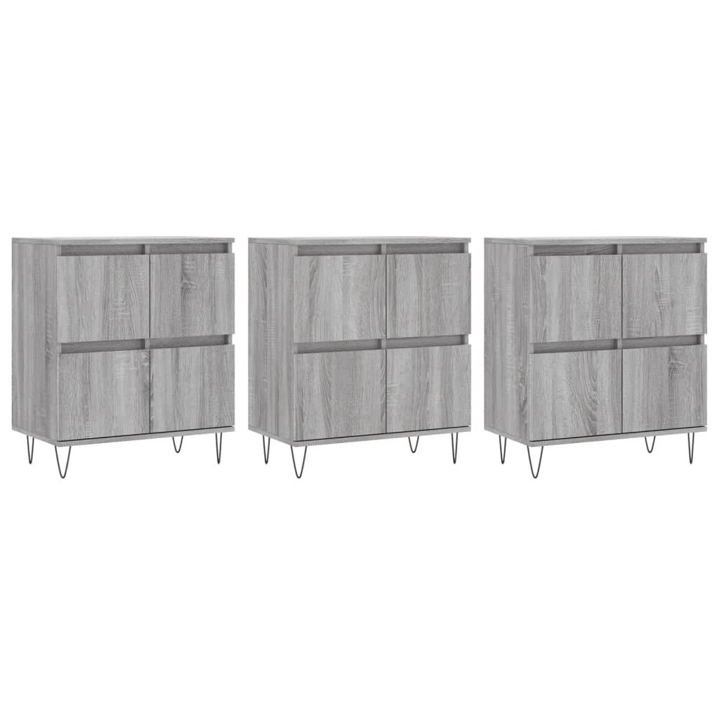 Sideboards 3 Stk. Grau Sonoma Holzwerkstoff