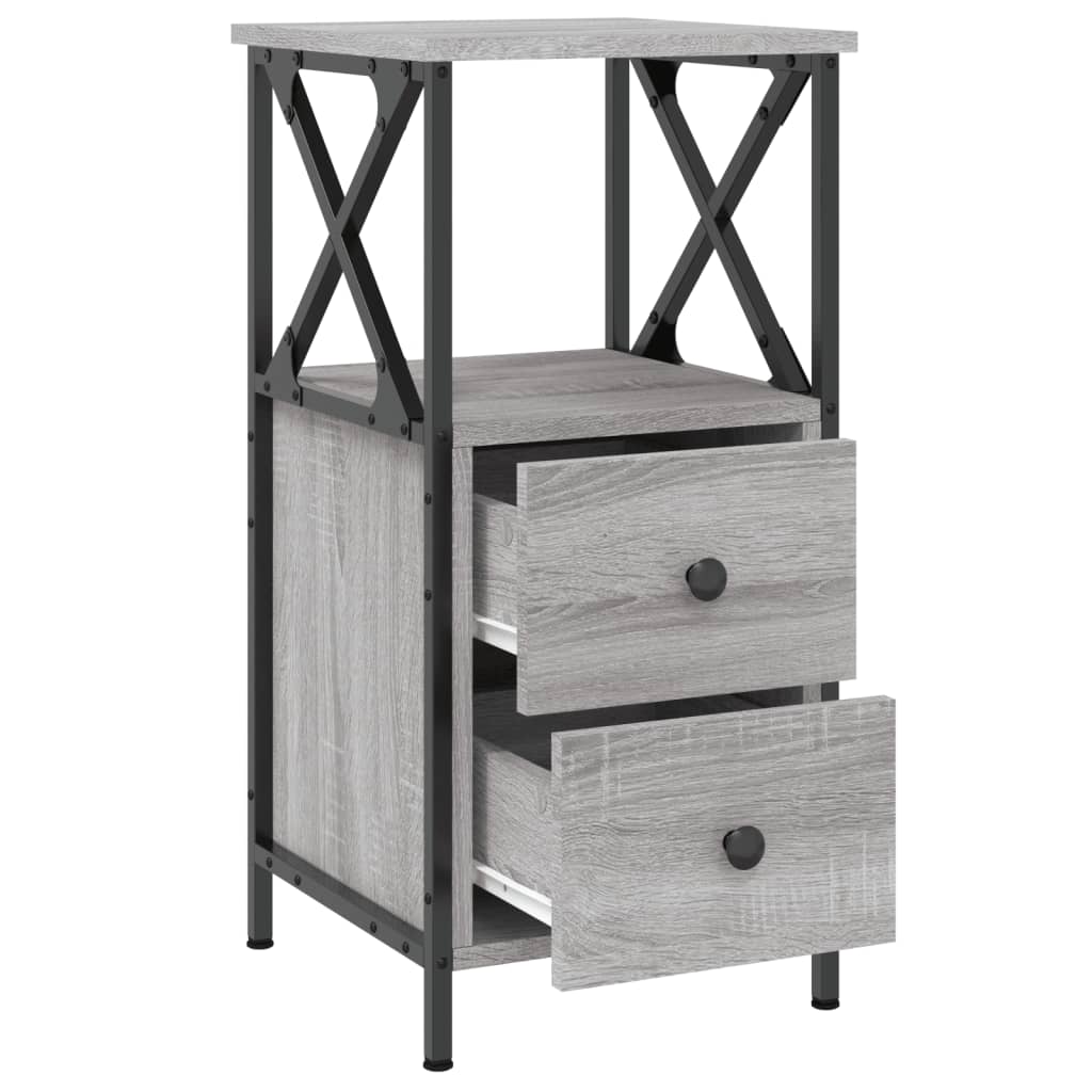 Nachttische 2 Stk. Grau Sonoma 34x35,5x70 cm Holzwerkstoff