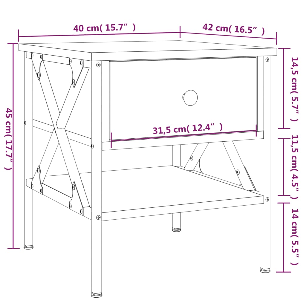 Nachttisch Schwarz 40x42x45 cm Holzwerkstoff