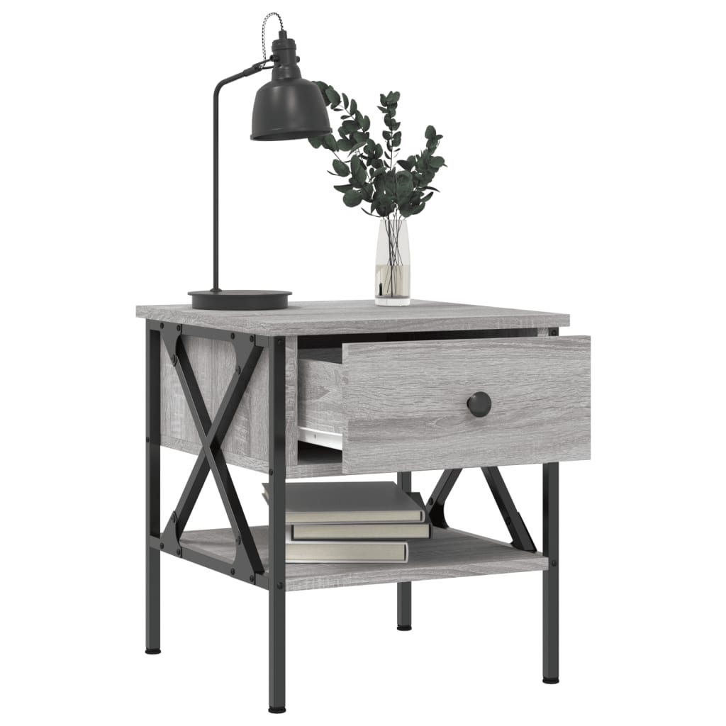 Nachttische 2 Stk. Grau Sonoma 40x42x45 cm Holzwerkstoff