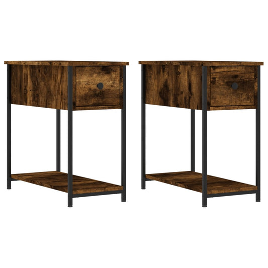 Nachttische 2 Stk. Räuchereiche 30x60x60 cm Holzwerkstoff