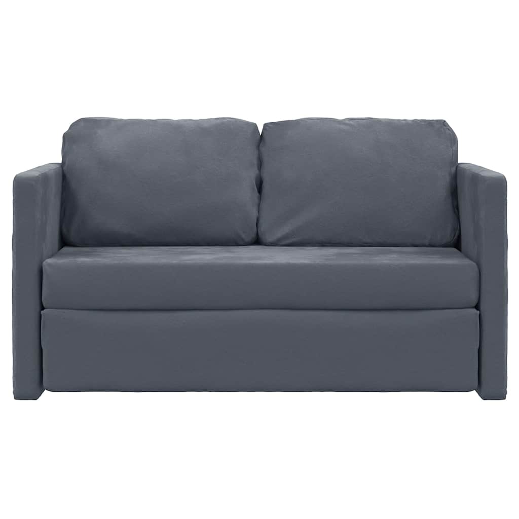 Bodensofa mit Schlaffunktion Dunkelgrau 122x204x55 cm Samt