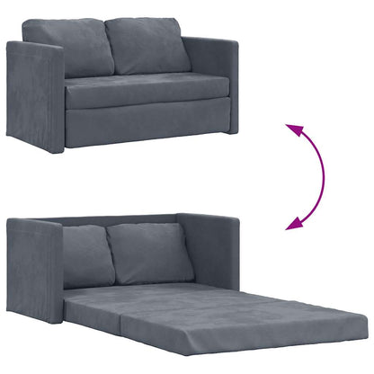 Bodensofa mit Schlaffunktion Dunkelgrau 122x204x55 cm Samt