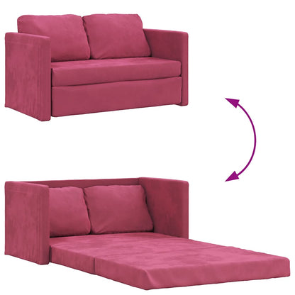 Bodensofa mit Schlaffunktion Weinrot 122x204x55 cm Samt