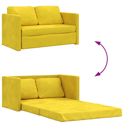 Bodensofa mit Schlaffunktion Dunkelgelb 122x204x55 cm Samt