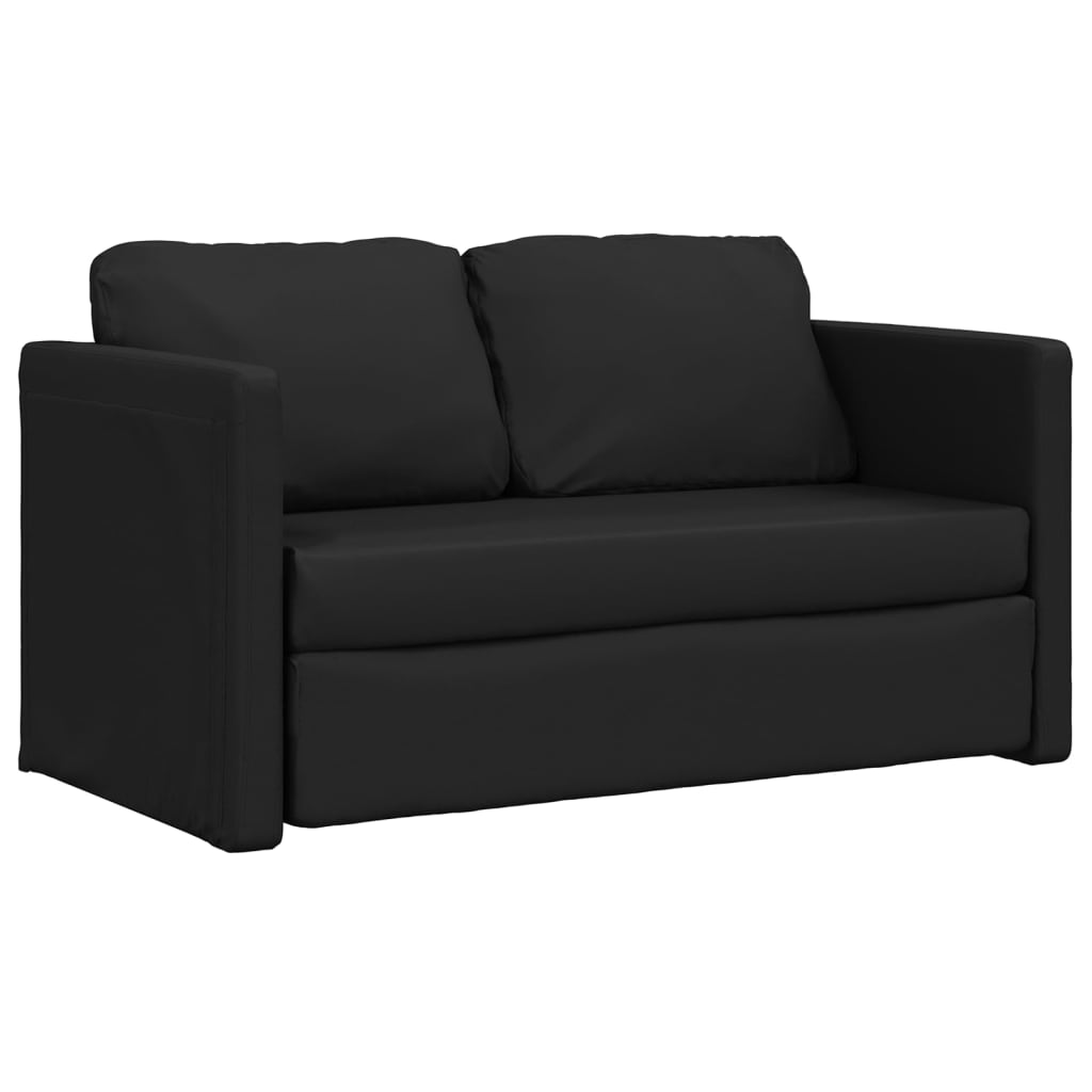 Bodensofa mit Schlaffunktion Schwarz 112x174x55 cm Kunstleder