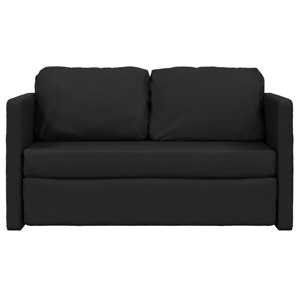 Bodensofa mit Schlaffunktion Schwarz 112x174x55 cm Kunstleder