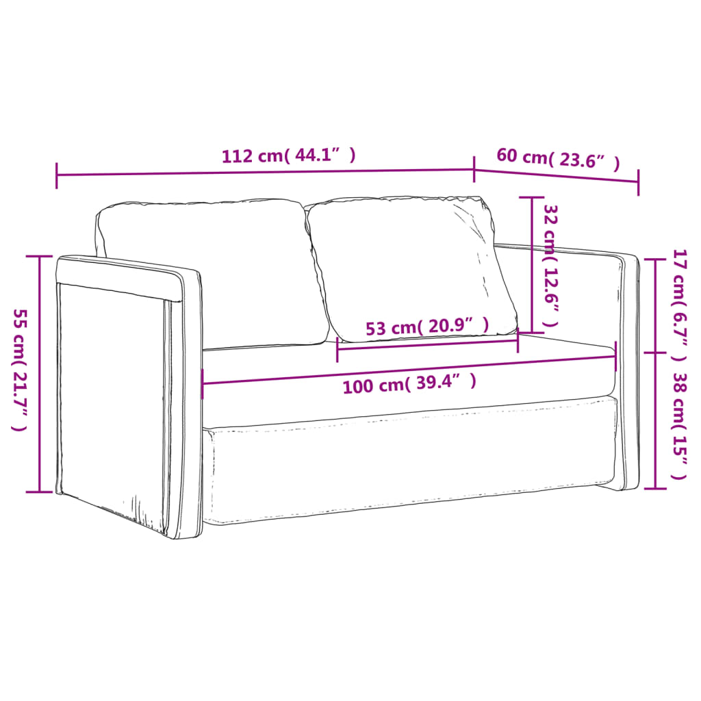 Bodensofa mit Schlaffunktion Schwarz 112x174x55 cm Kunstleder