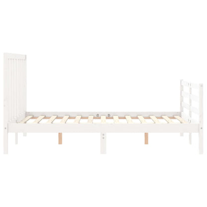 Massivholzbett ohne Matratze Weiß 140x190 cm Kiefernholz