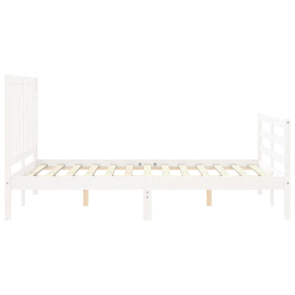 Massivholzbett ohne Matratze Weiß 140x190 cm Kiefernholz