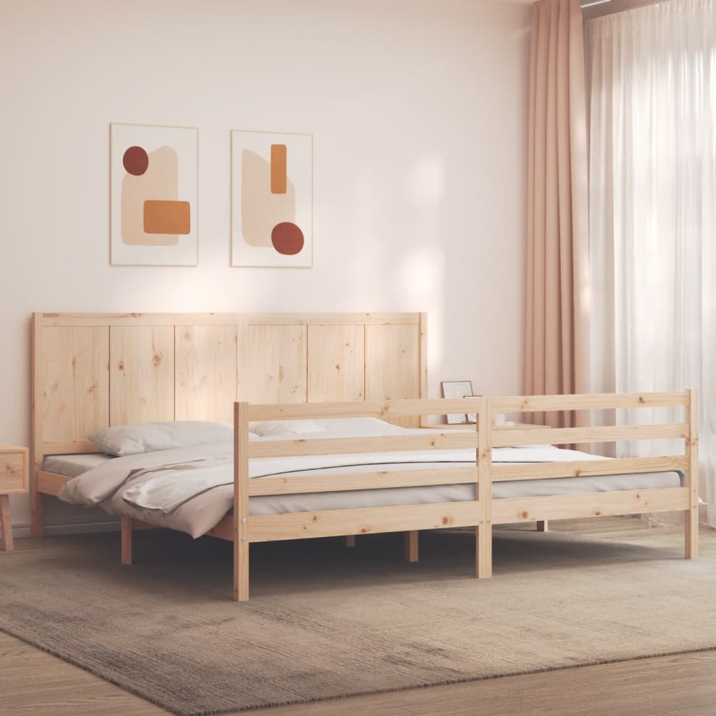 Massivholzbett mit Kopfteil 200x200 cm