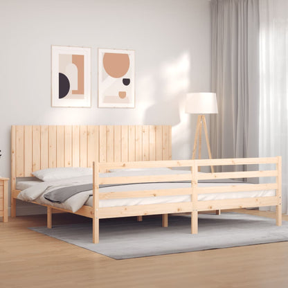 Massivholzbett mit Kopfteil 200x200 cm