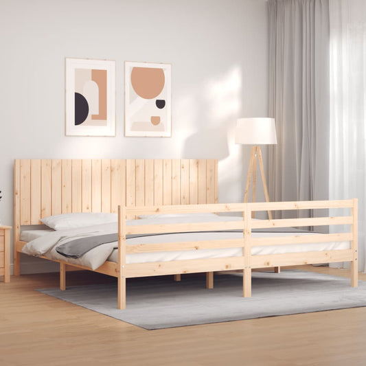 Massivholzbett mit Kopfteil 200x200 cm