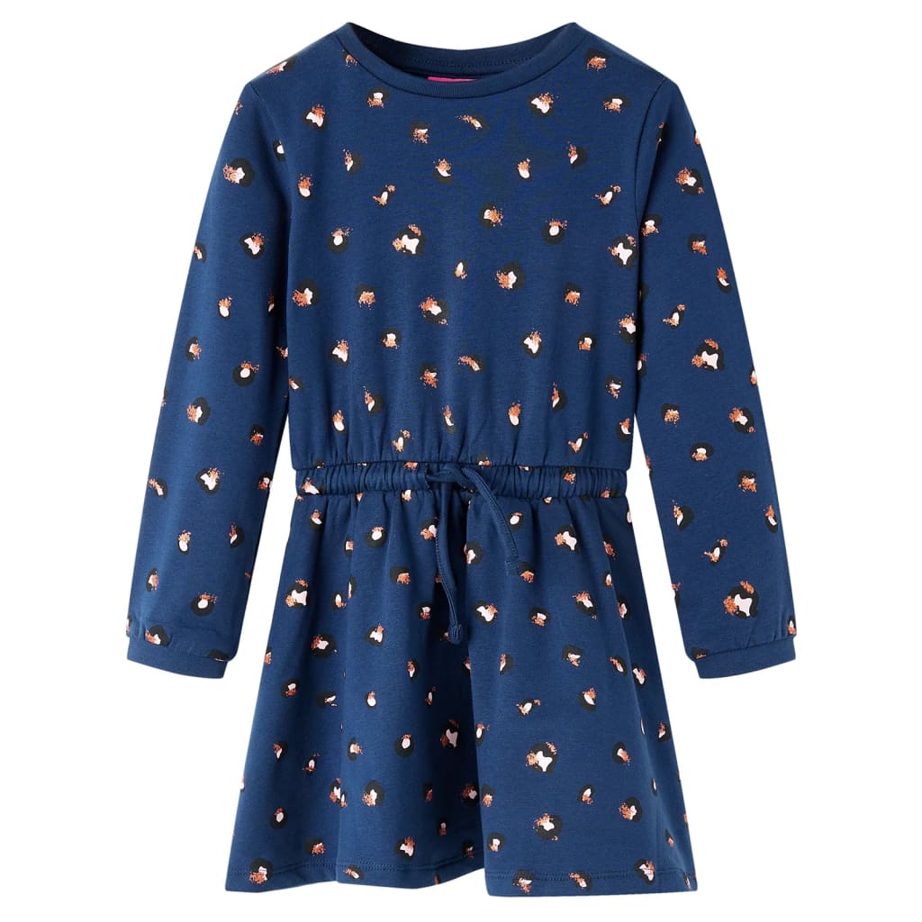 Kinderkleid mit Langen Ärmeln Marineblau 128