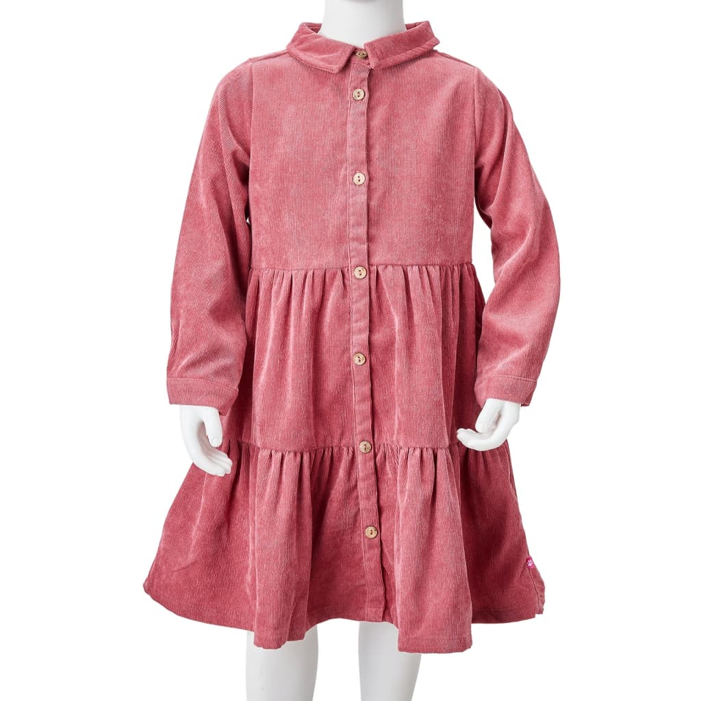 Kinderkleid mit Langen Ärmeln Cord Altrosa 92