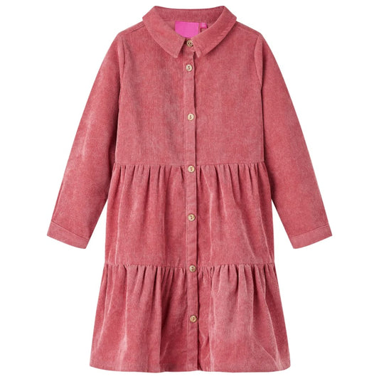 Kinderkleid mit Langen Ärmeln Cord Altrosa 116