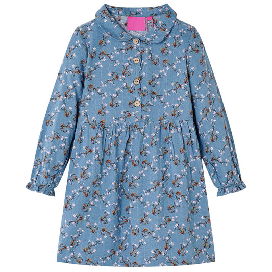 Kinderkleid mit Langen Ärmeln Petrolblau 92