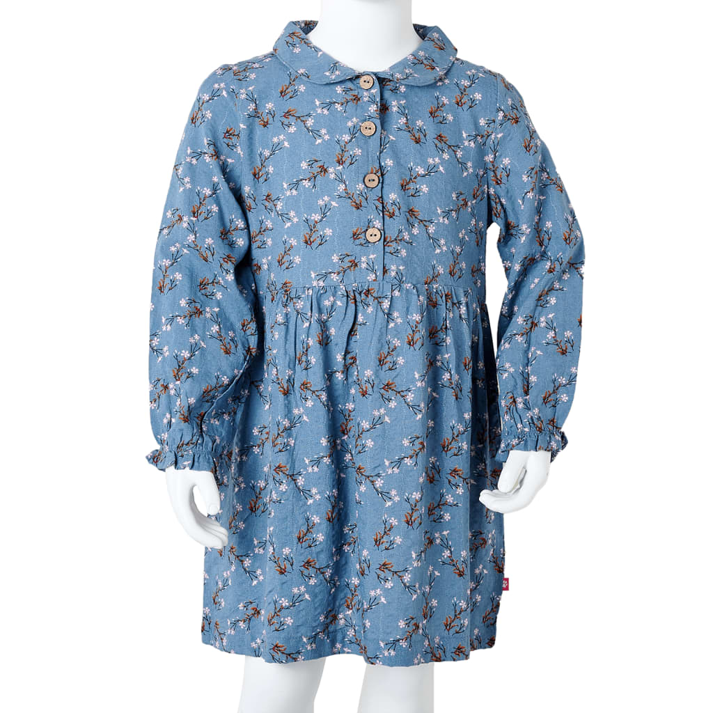 Kinderkleid mit Langen Ärmeln Petrolblau 104